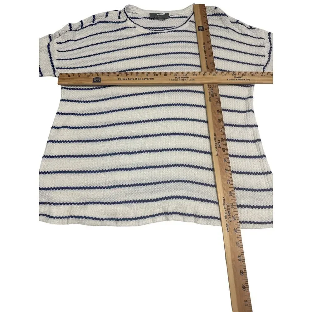 Anthropologie Stripped Women's Crewneck Sweater Whie/Blue Size Large - Picture 9 of 11